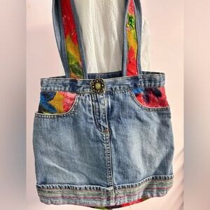 Women’s Handmade/Upcycled Distressed Denim Shoulder Bag, Multicolored
